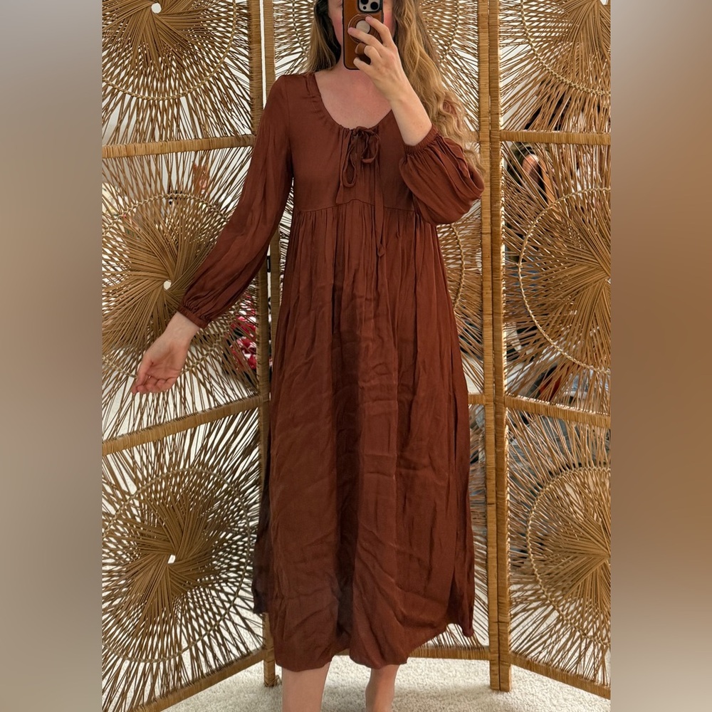 Rachel Pally Silky Rust Red Midi Dress Small
